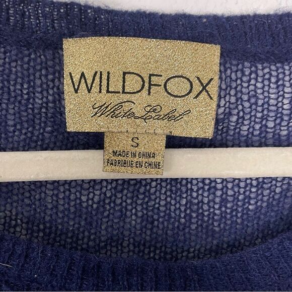 Wildfox White Label Navy Blue with Red Anchor Print Distressed Hem Sweater - Picture 5 of 6